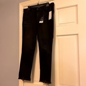 Mac and Me black jeans with chewed hem